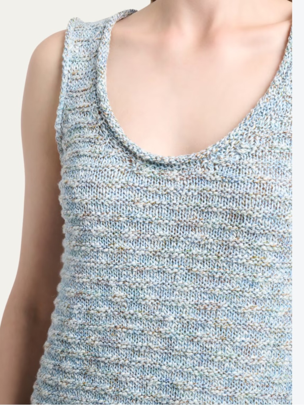 Mauve Teal Striped Knit Scoop Neck Tank